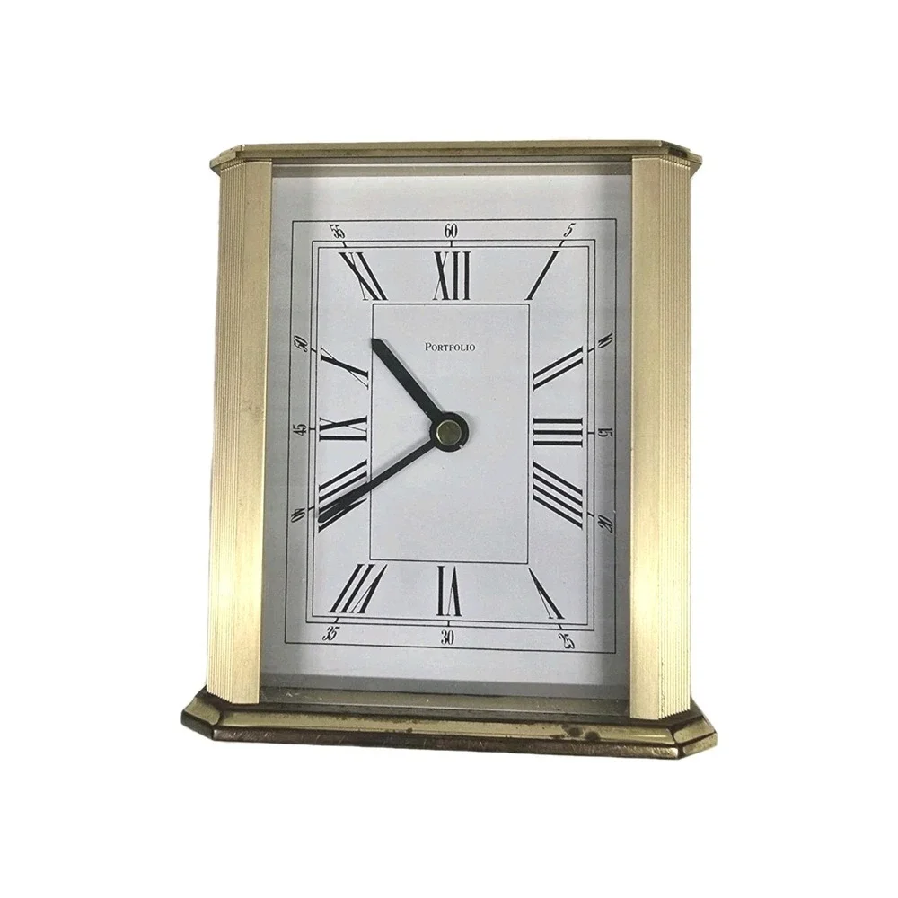 Tiffany & Co‎ Solid Brass Quartz Desk Clock Quartz Movement